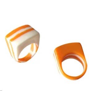Minimalistic Acrylic Chunky Ring Fall Jewellery Orange White