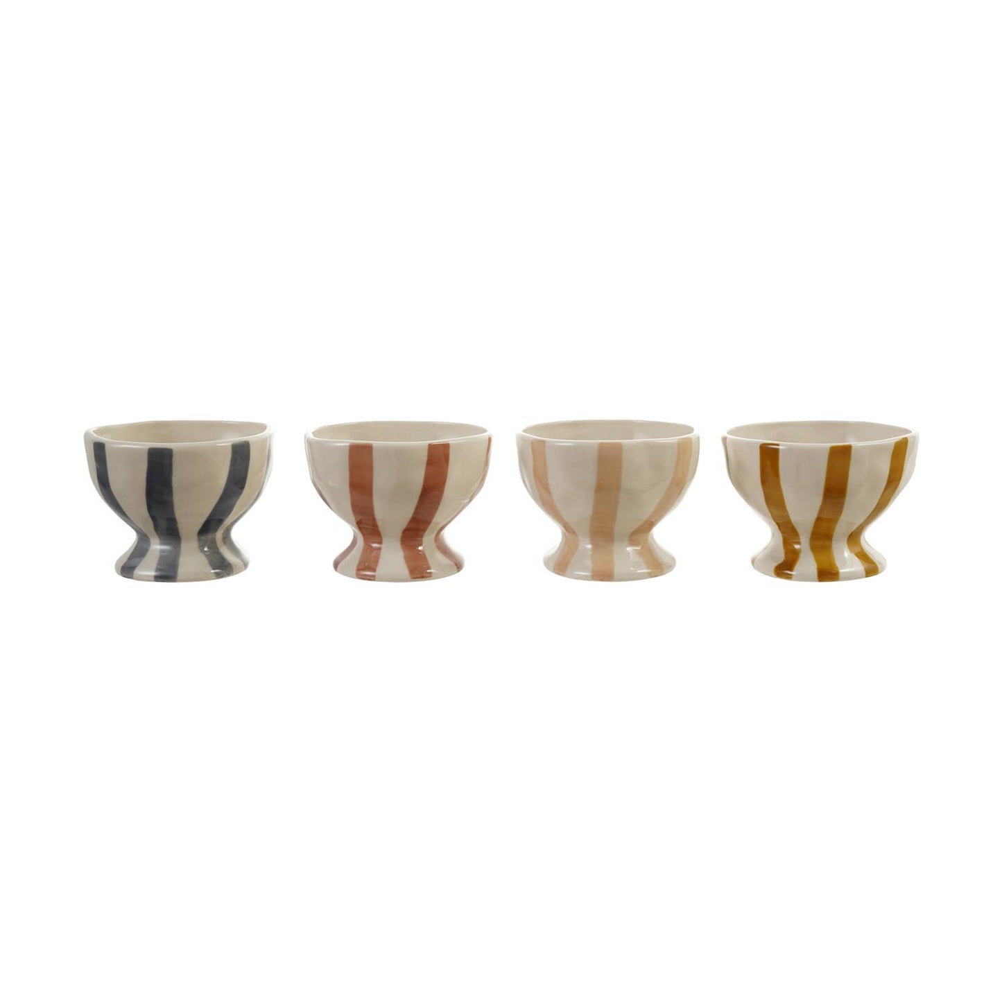 Hand-Painted Stoneware Striped Footed