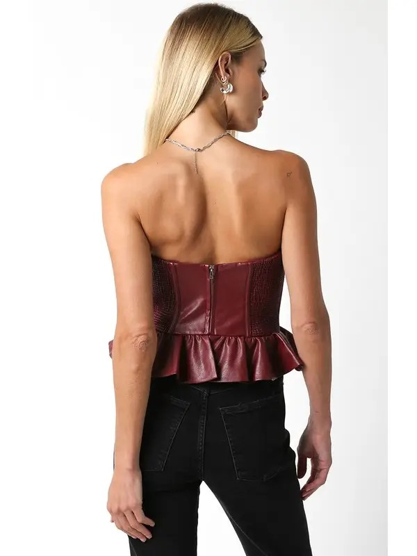 Celine Faux Leather Peplum