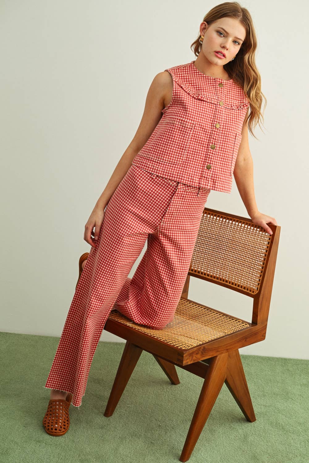 Dahlia Gingham Print Jeans