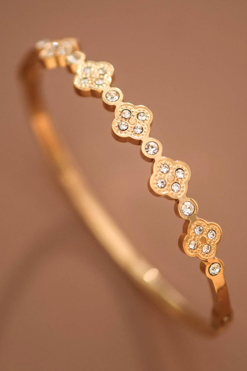 18K Gold Plated Clover Bangle