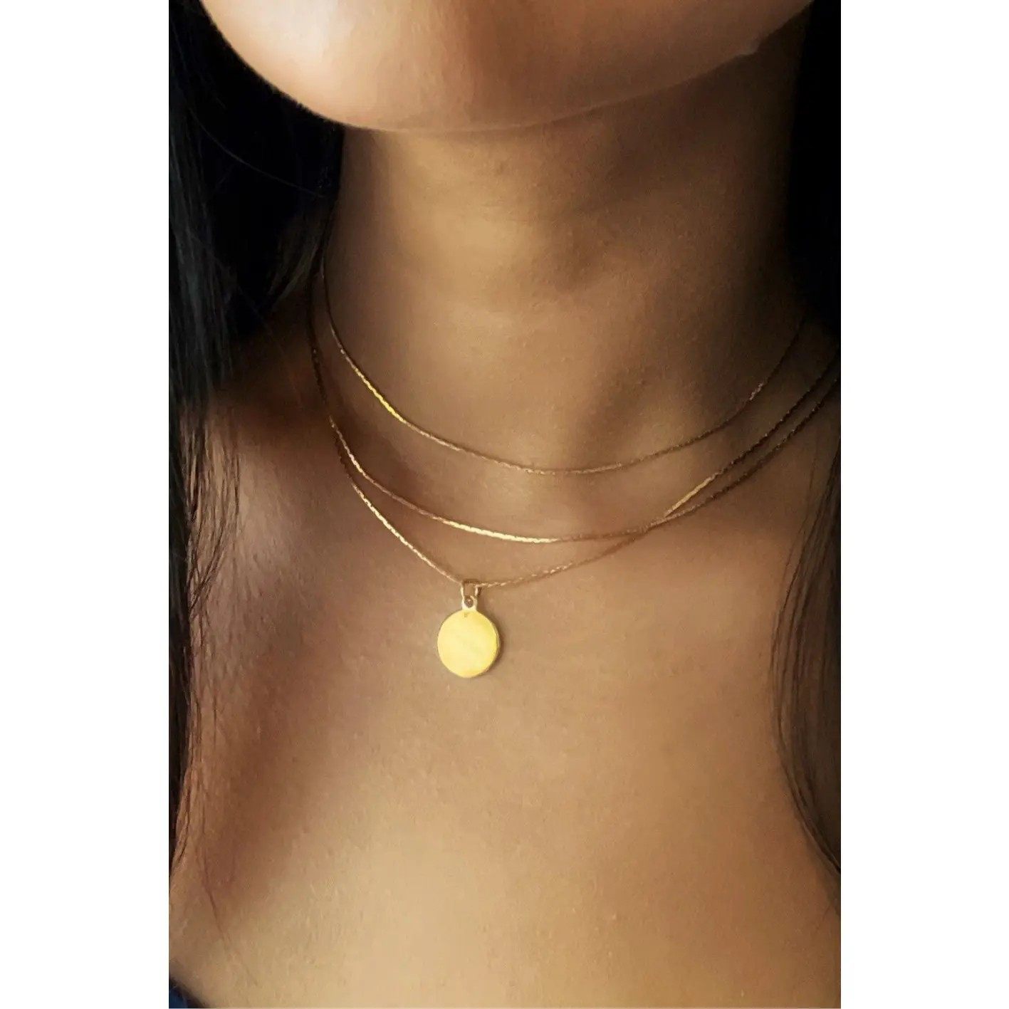 Gold Disc Layered Necklace