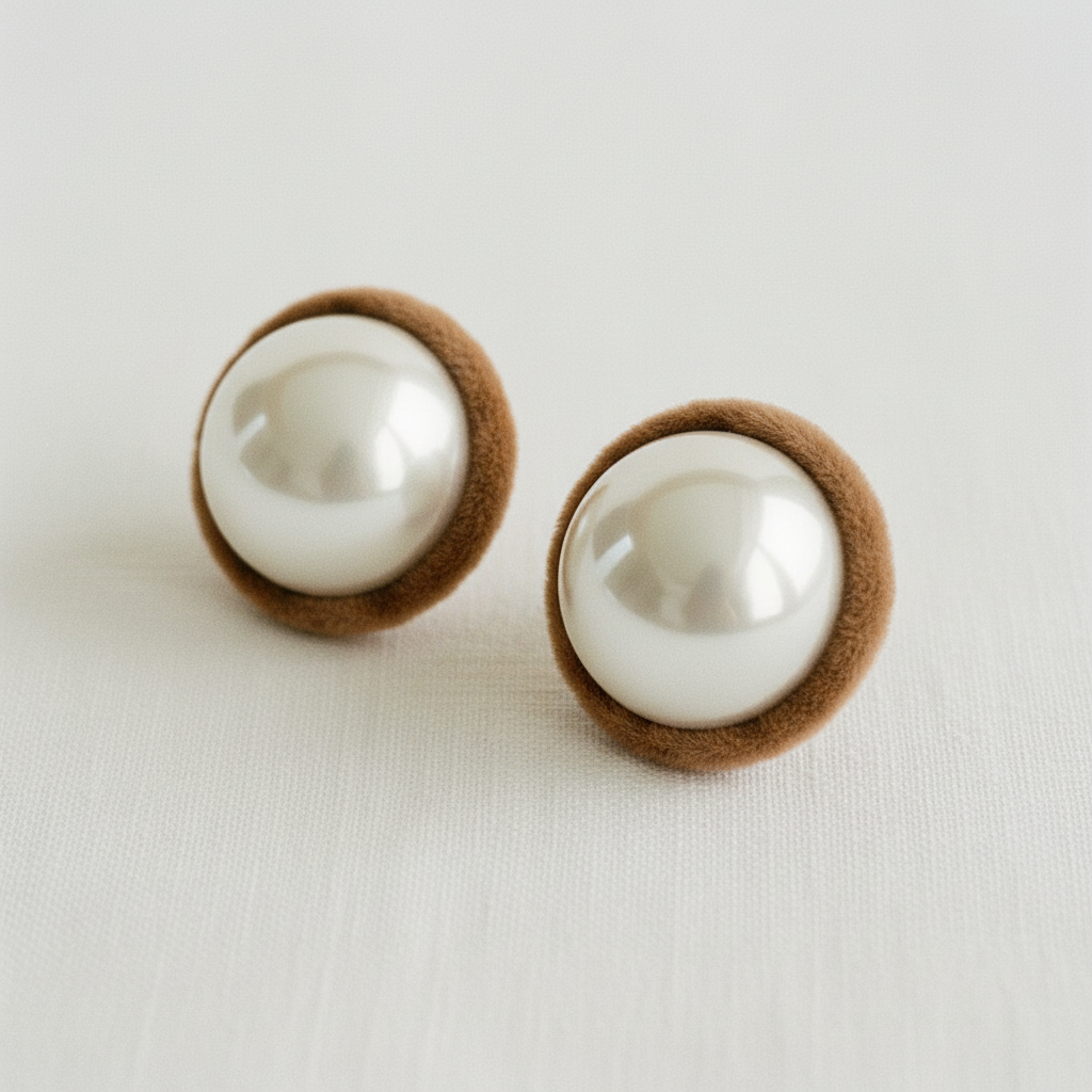 Geometric Flocked Pearl Stud Earrings