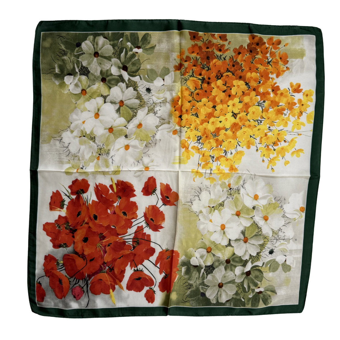 Poppy and Garden Flower Print Bandana Scarf