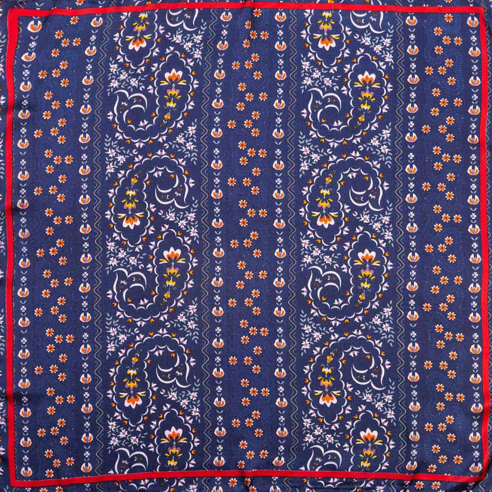 Floral Paisley Stripe Pattern Print Square Bandana Scarf
