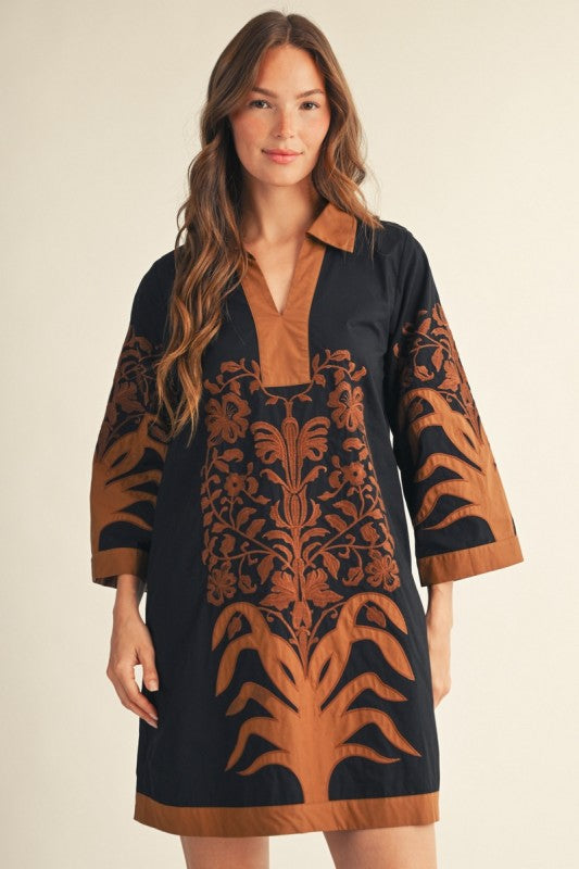 Freya Baroque Embroidered Dress