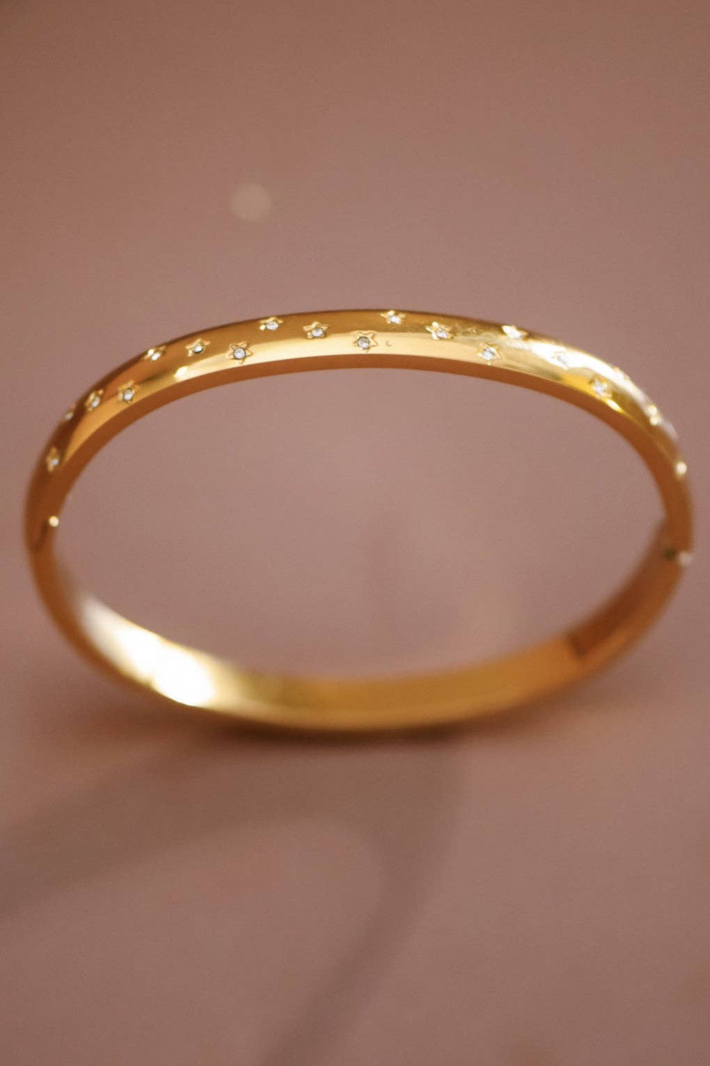 18K Gold Plated Rhinestone Dot Bangle