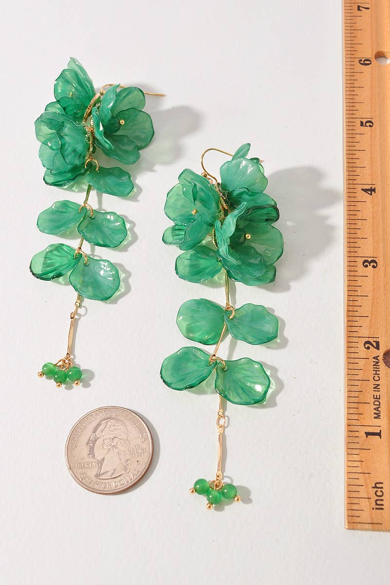 TRANSLUCENT FLOWER CLUSTER DROP EARRINGS