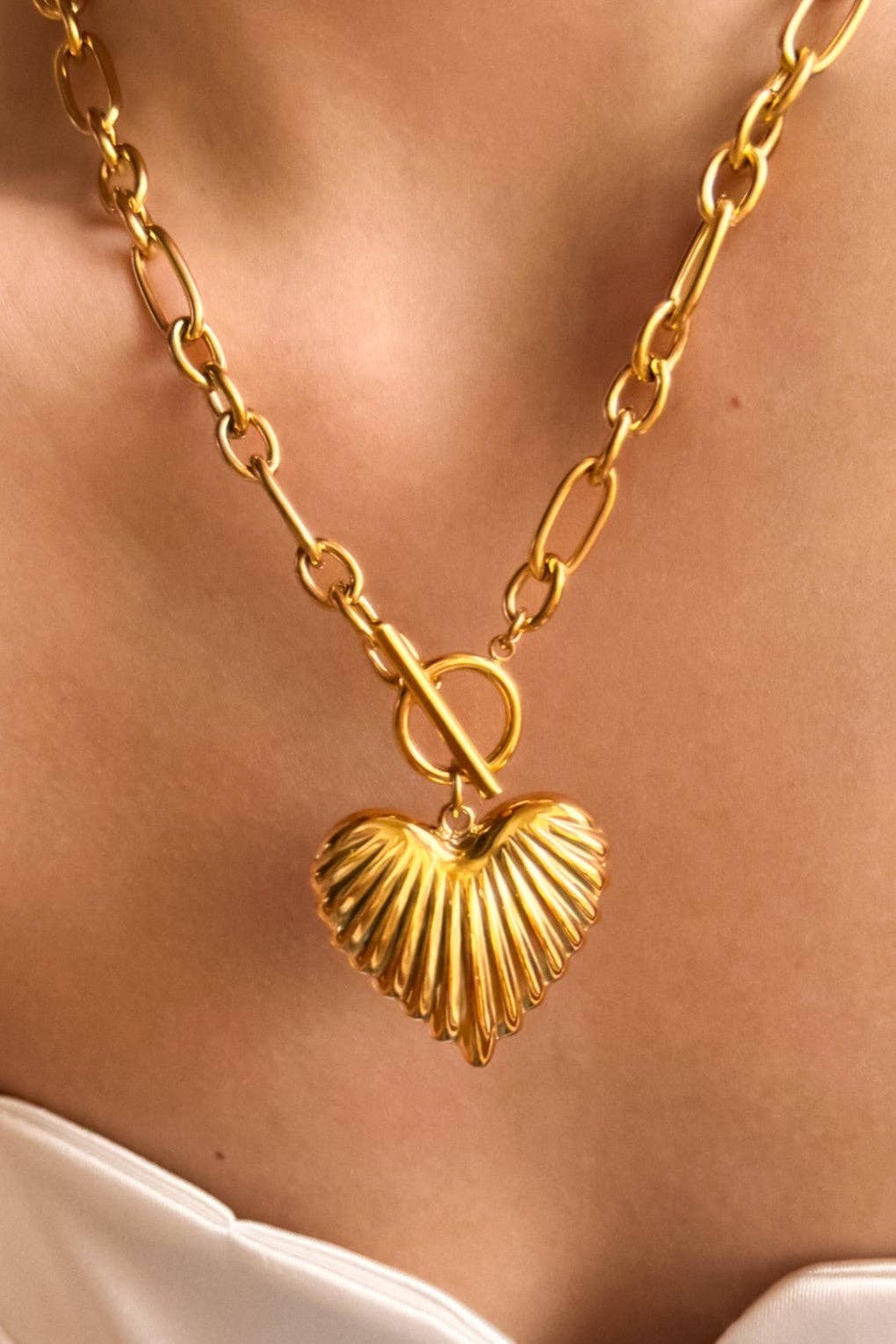 18K Gold Plated Heart Chain Necklace