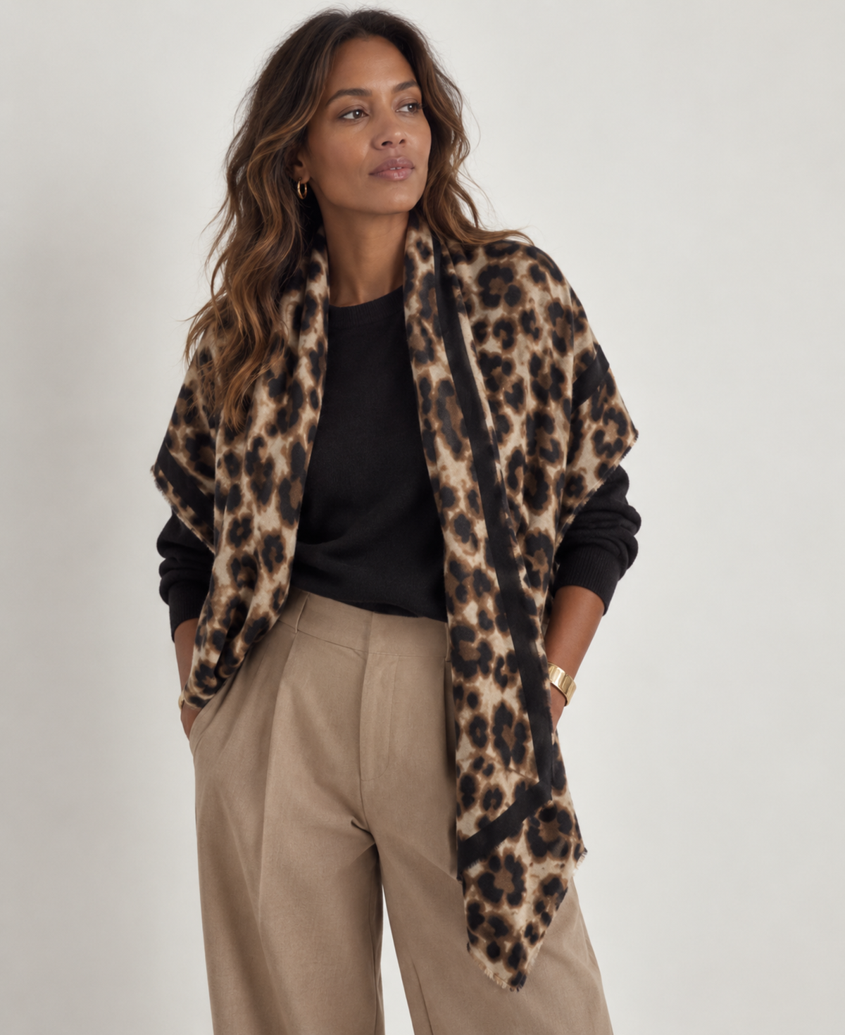 Cozy Leopard Oversized Square Scarf