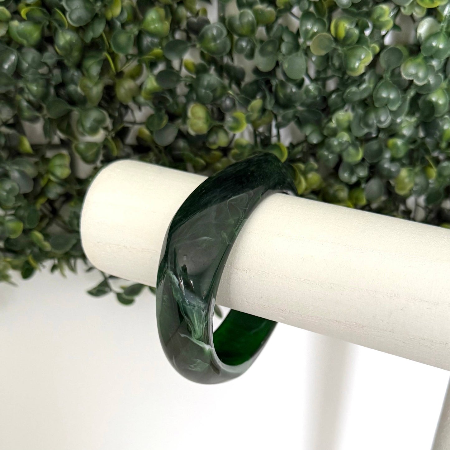Swirl Acrylic Bangle Jewellery Dark Green