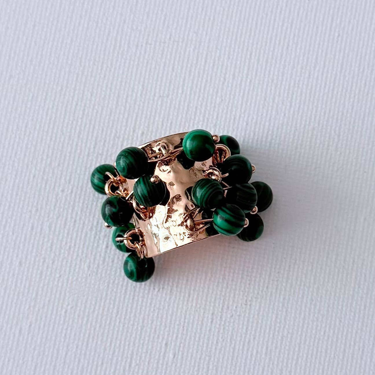 Gold Charm Ring Green Stone