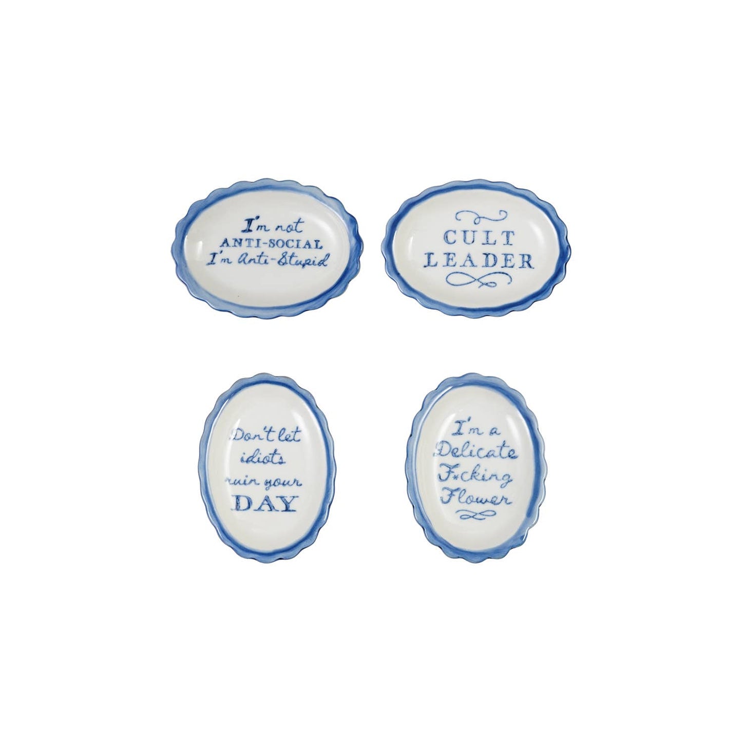 Stoneware Scalloped Dish W Saying
