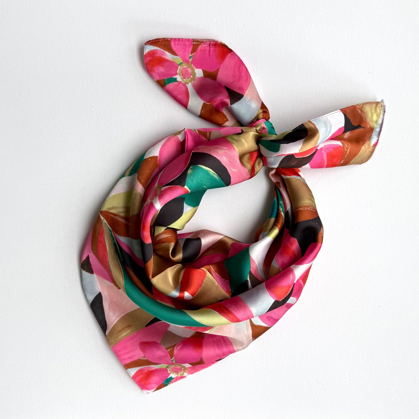 Vintage Flower Print Square Scarf