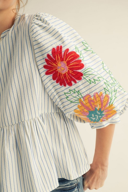Hailey Embroidered Floral Top