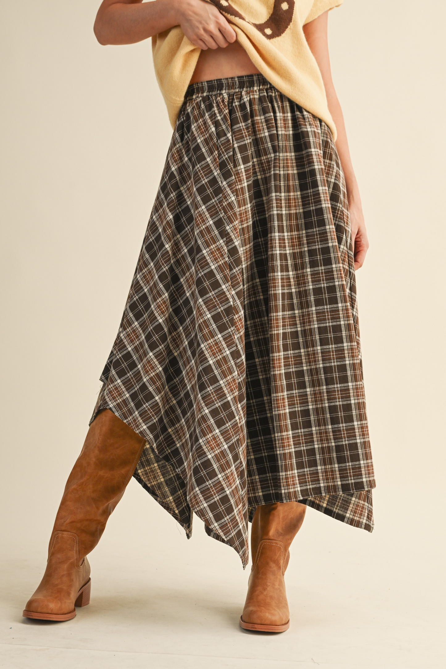 Gilda Plaid Midi Skirt