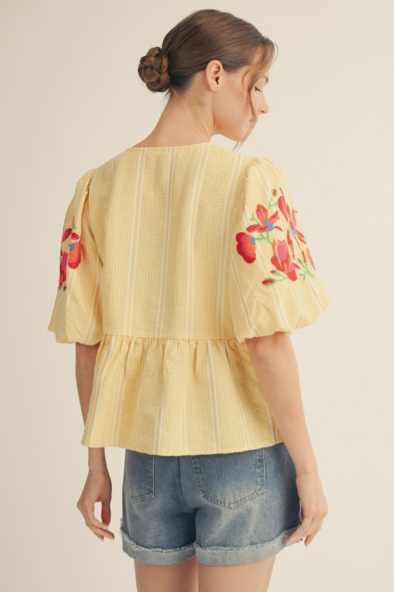 Georgia Embroidered Peplum Top