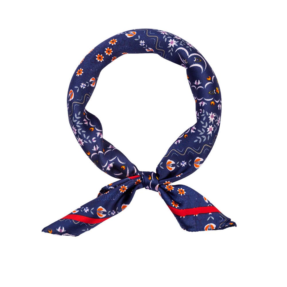 Floral Paisley Stripe Pattern Print Square Bandana Scarf