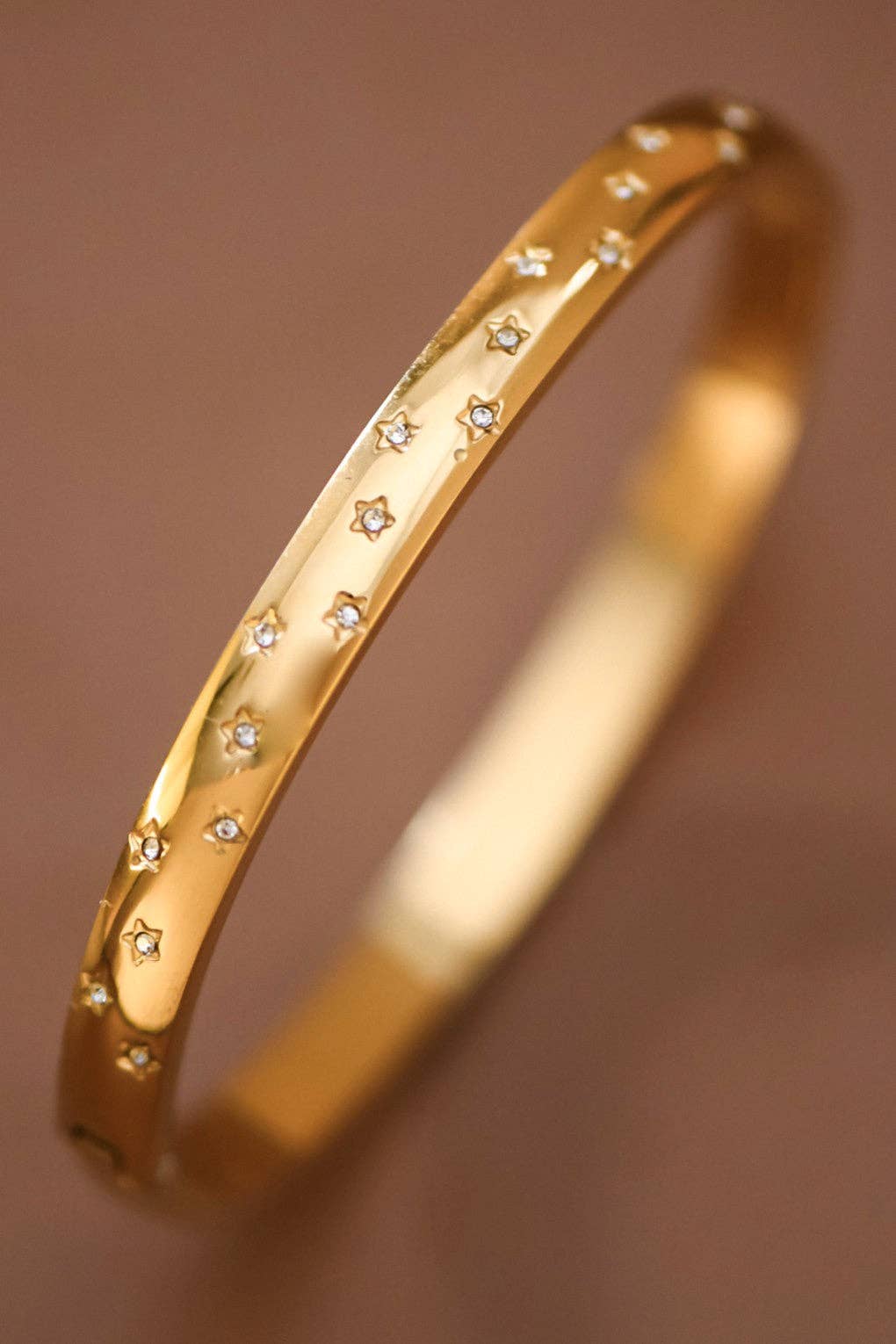 18K Gold Plated Rhinestone Dot Bangle