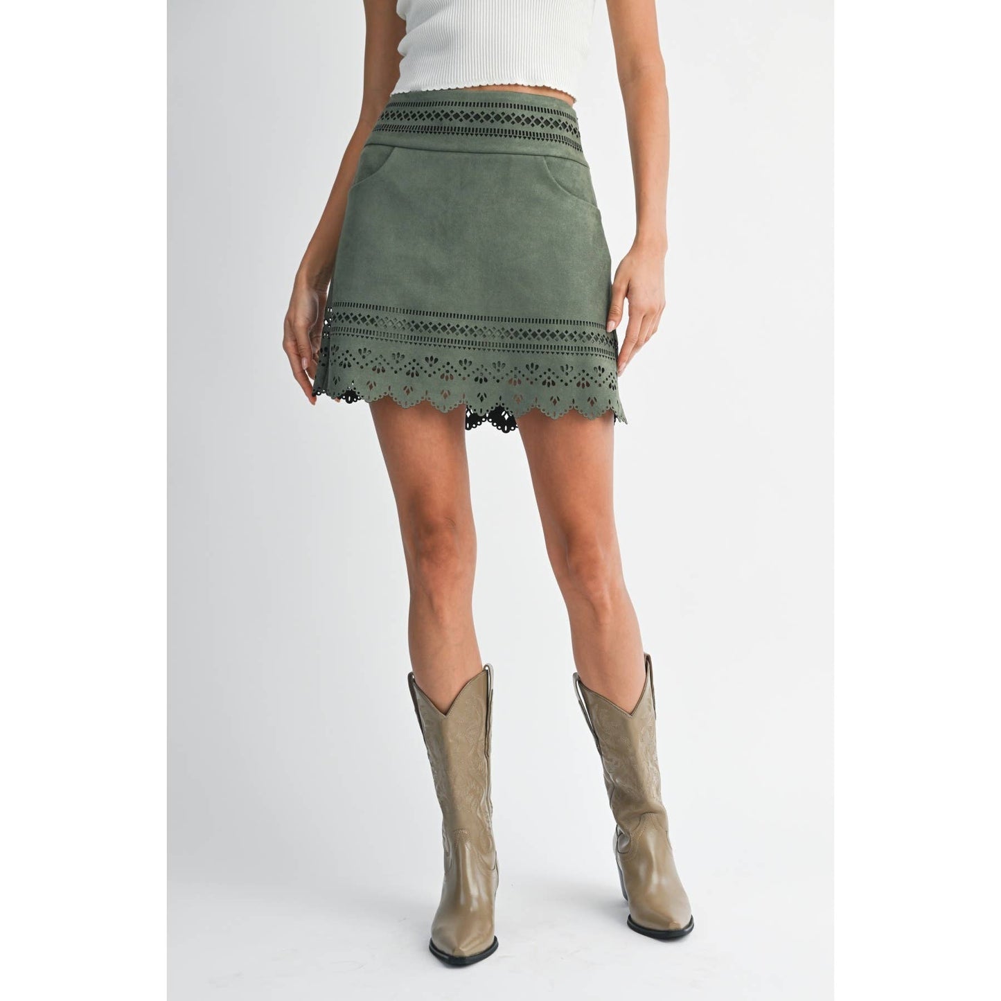 Seville Laser Cut Mini Skirt