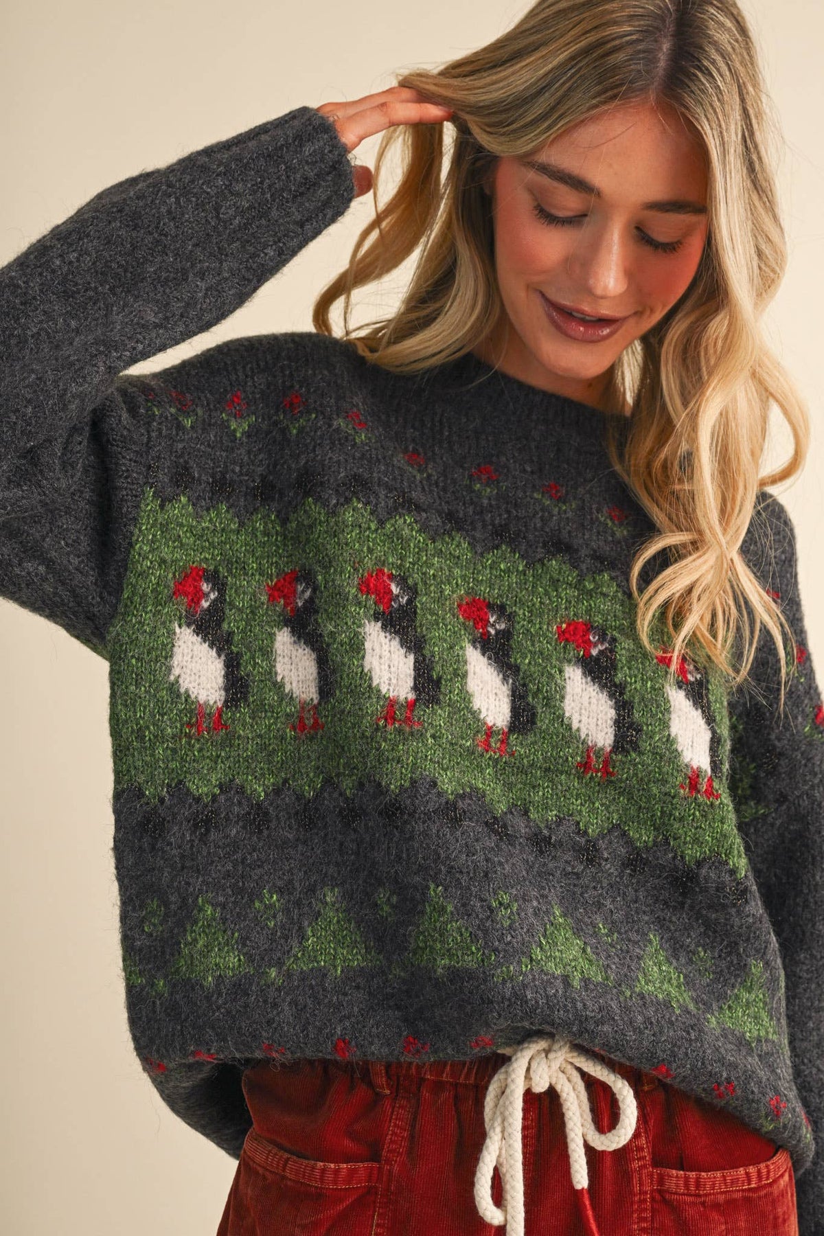 Holiday Puffin Sweater