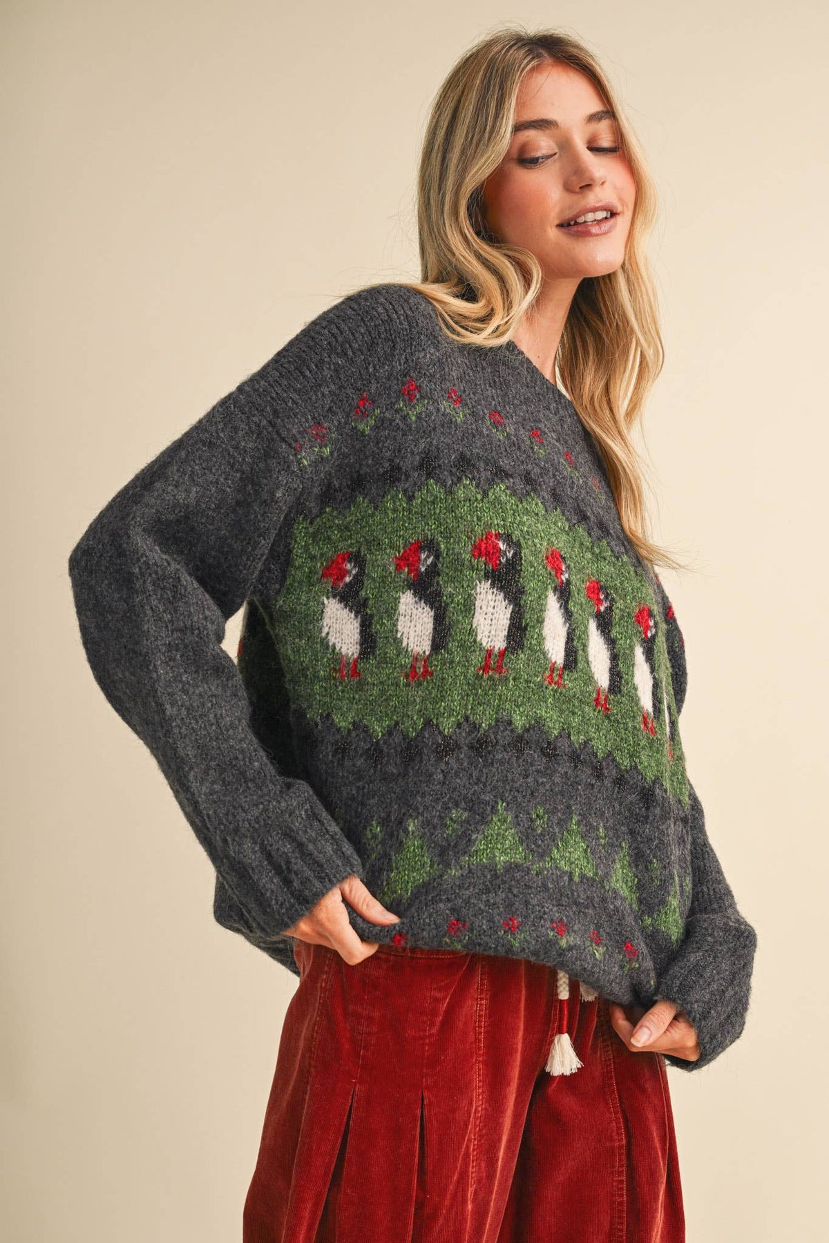 Holiday Puffin Sweater