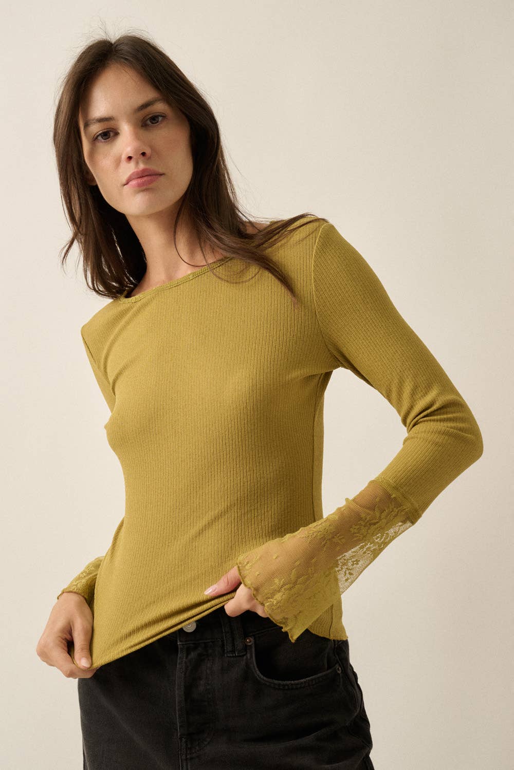 Bombay Lace-Cuff Top