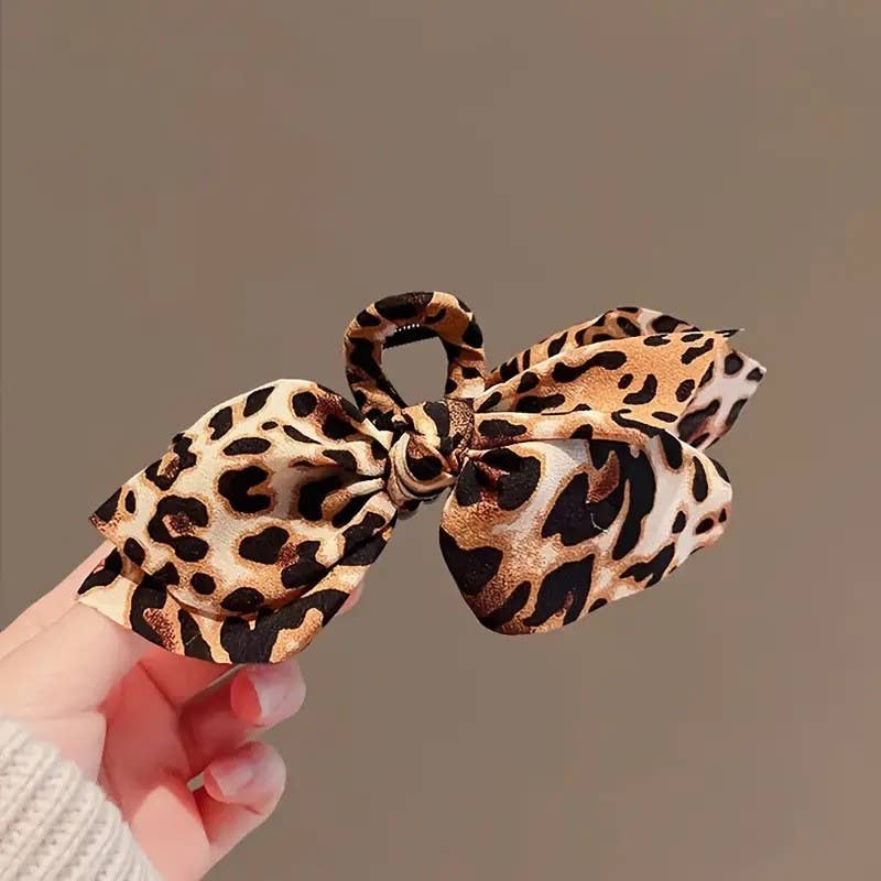 Leopard Bow Claw Clip