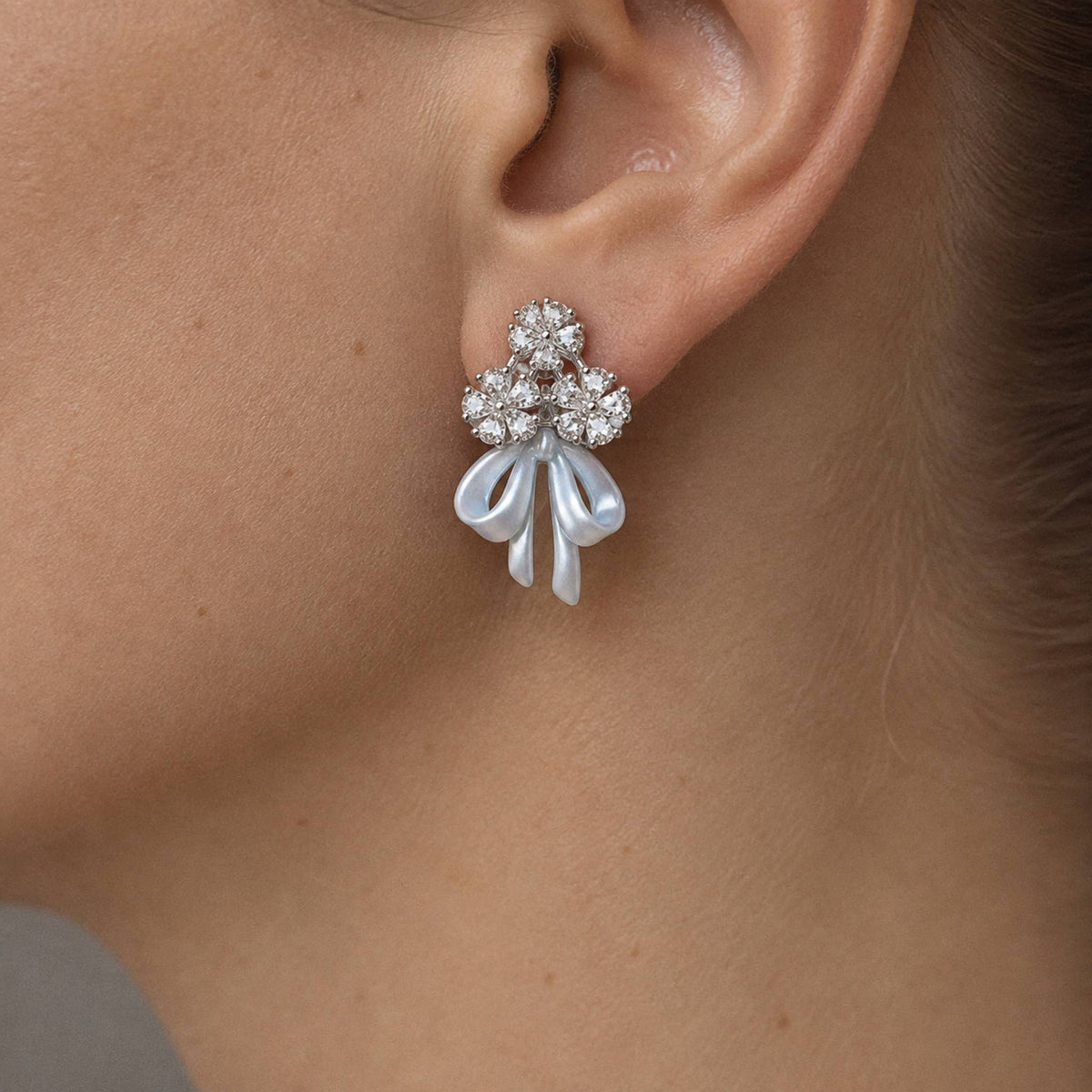 Vintage-Style Zirconia Floral Bouquet Stud Earrings