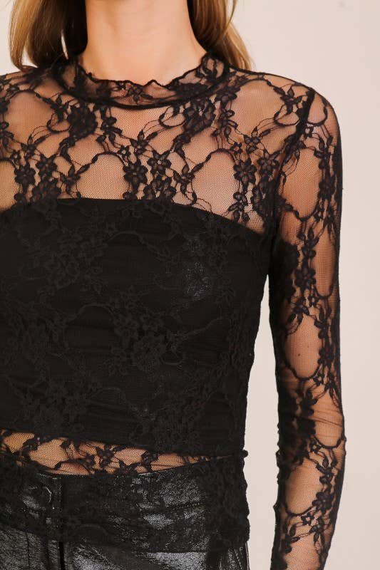 Lace Up High Neck Top