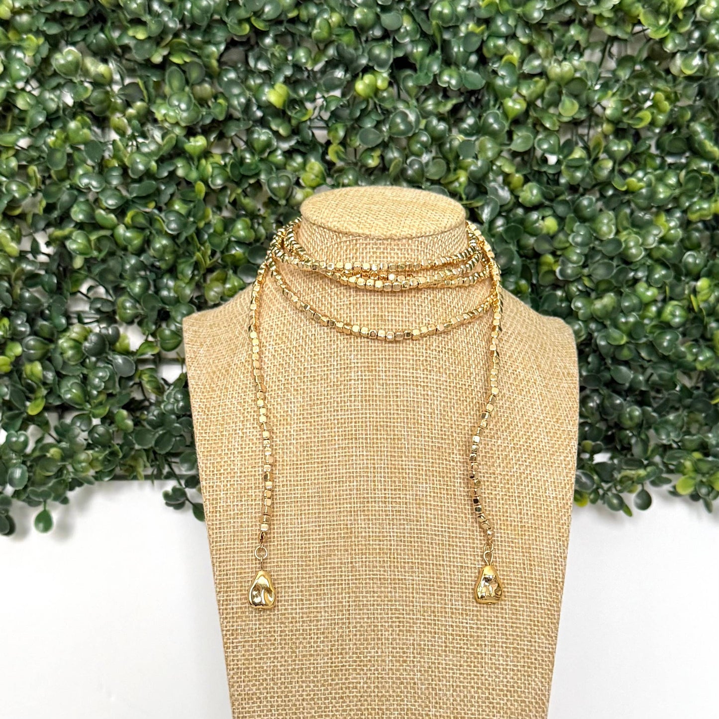 Gold Wrap Around Lariat Necklace
