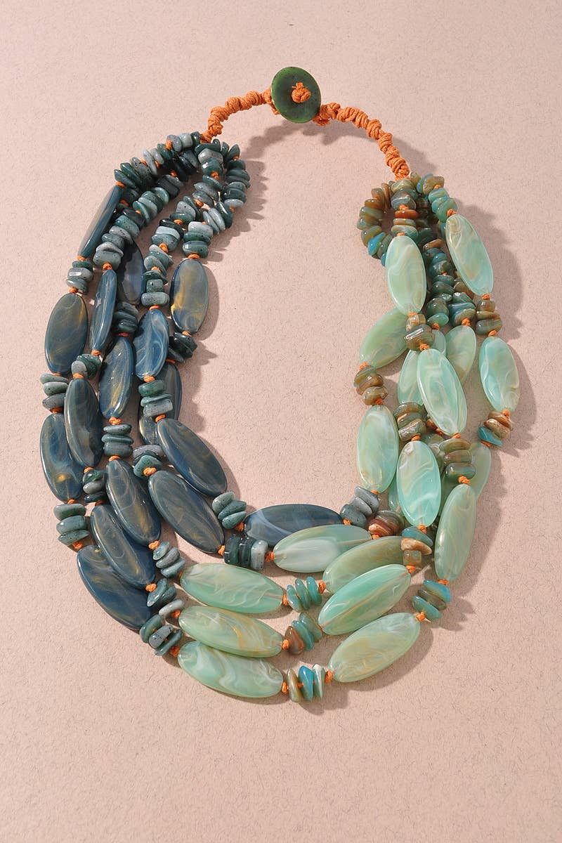 Stone Bead Multi Strand Layered Necklace