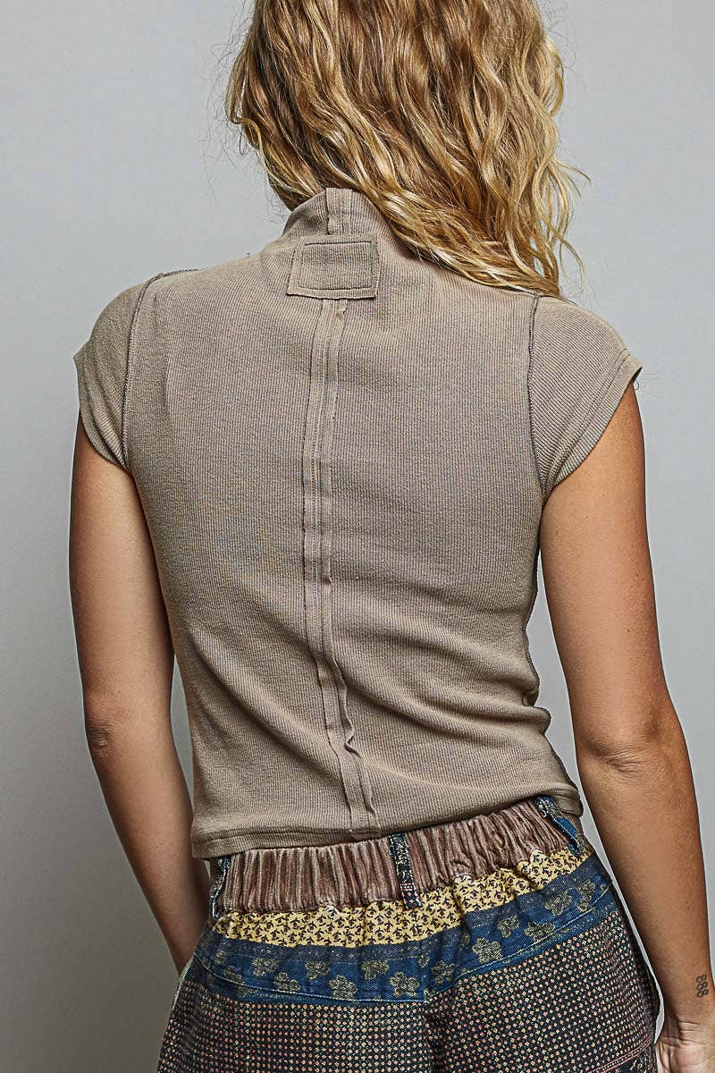 Vintage Wash Mock Neck Top