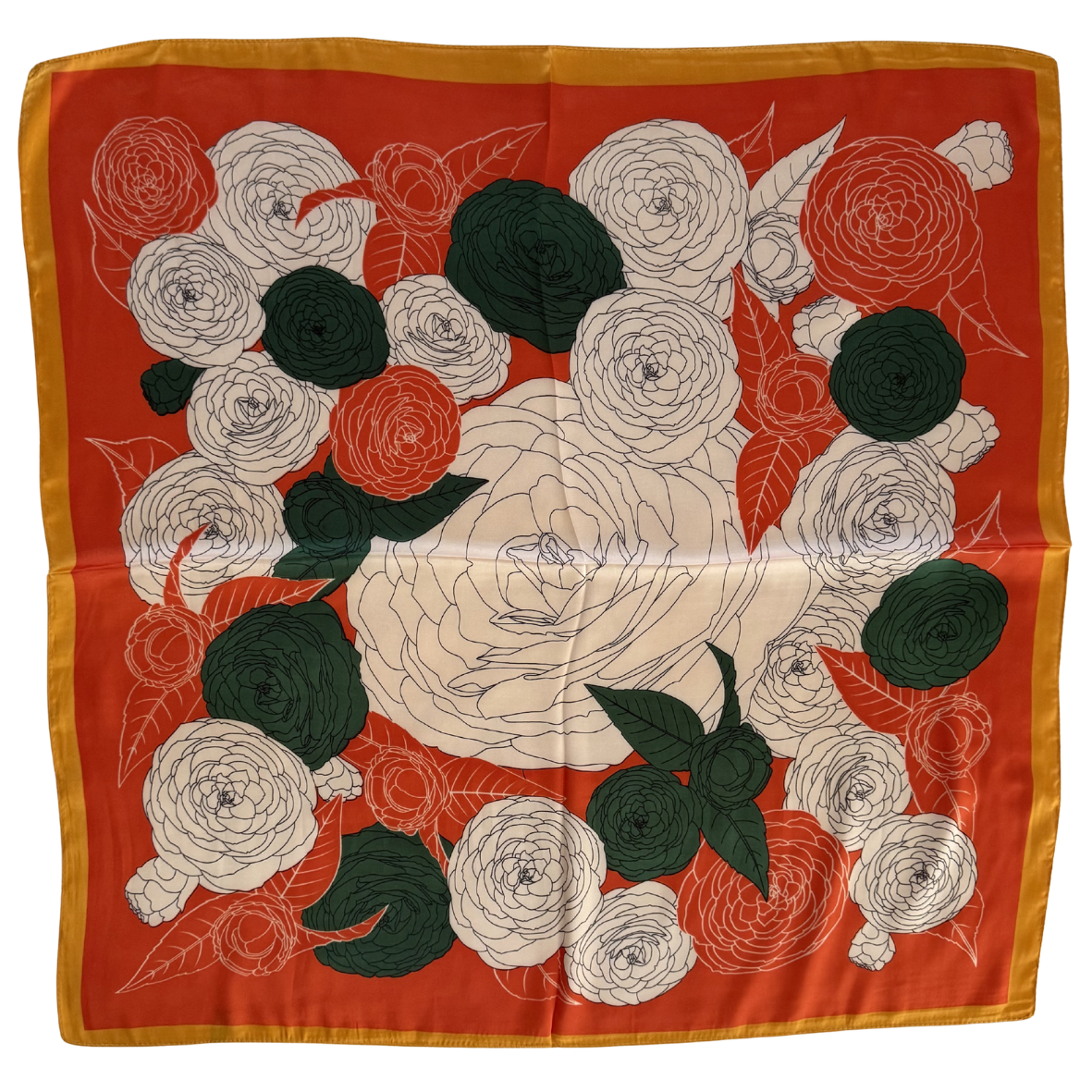 Neck Scarf | Peony Flowers | Orange