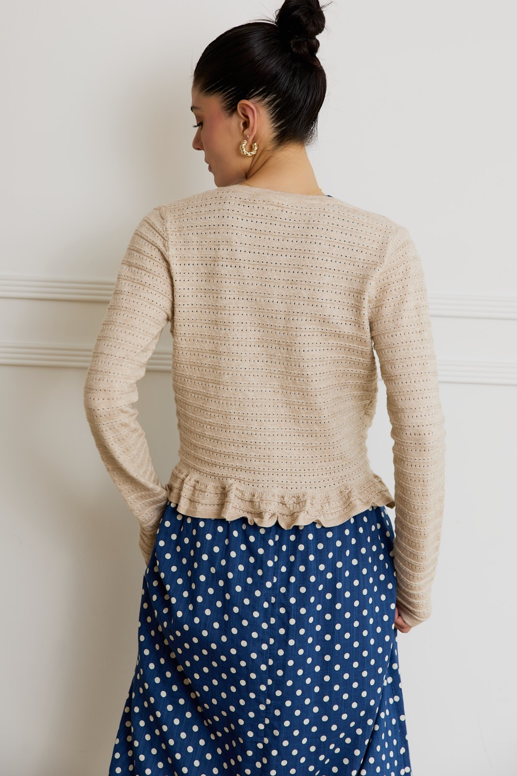 Keeley Pointelle Ruffled Cardigan