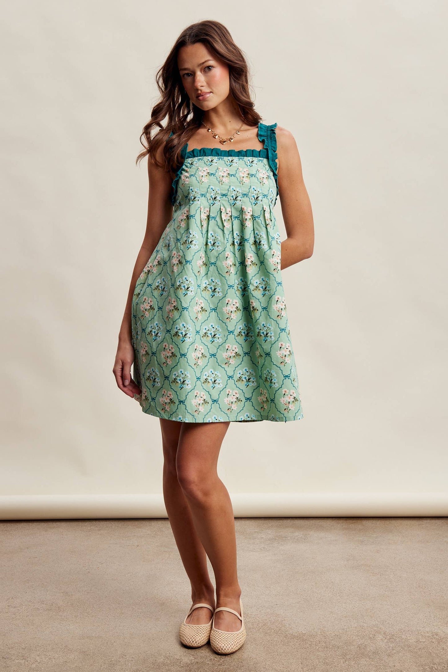 Mika Floral Ruffle Strap Mini Dress