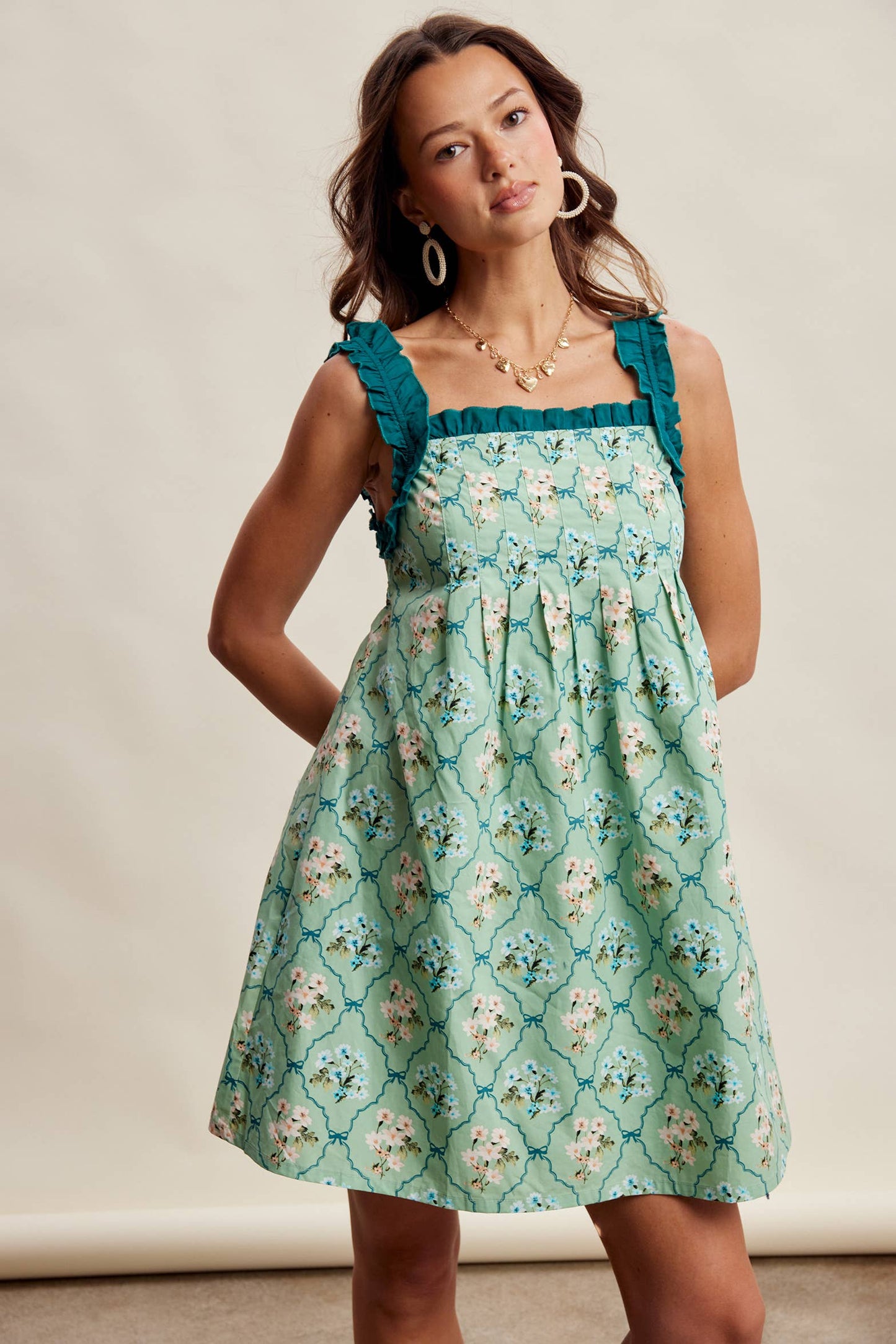 Mika Floral Ruffle Strap Mini Dress