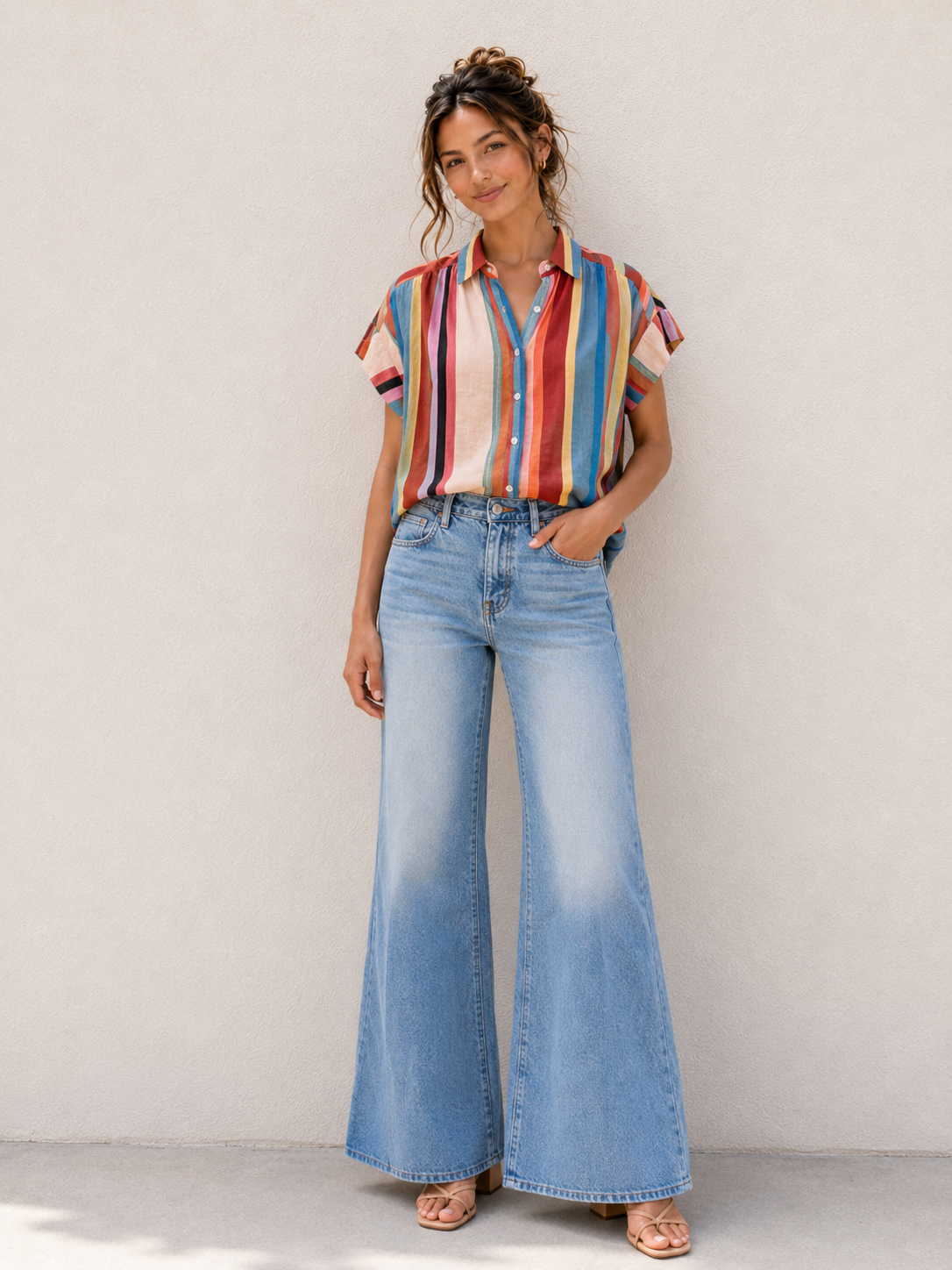 Barcelona Tencel Blend Button-Up Blouse