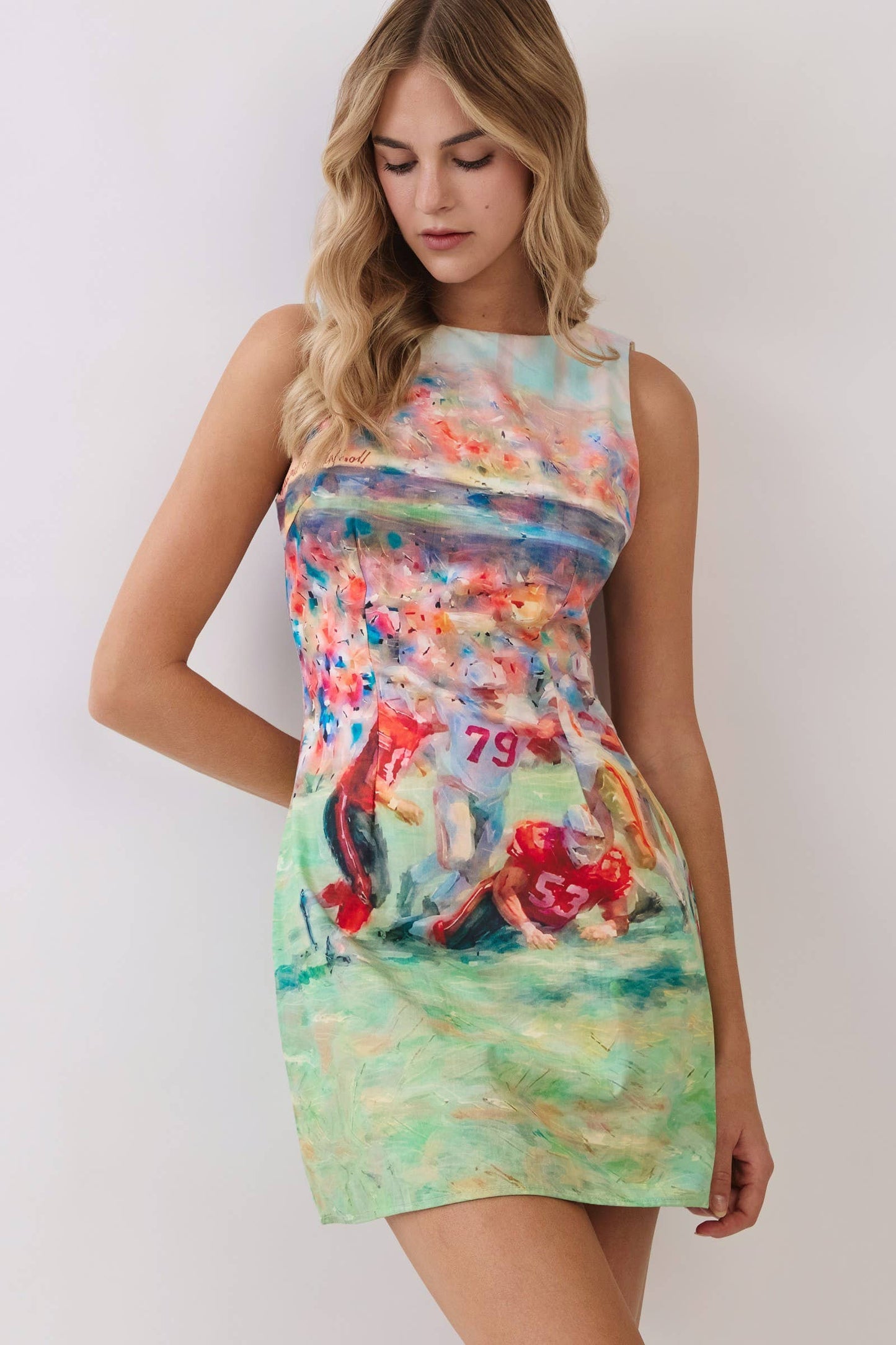 Playmaker Watercolor Football Print Dress