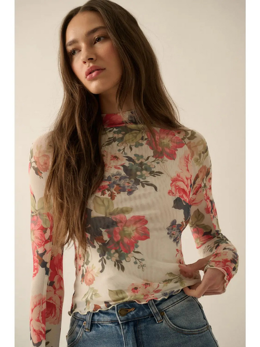 Ever After Floral Mesh Top