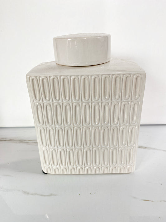 White Textured Ginger Jar