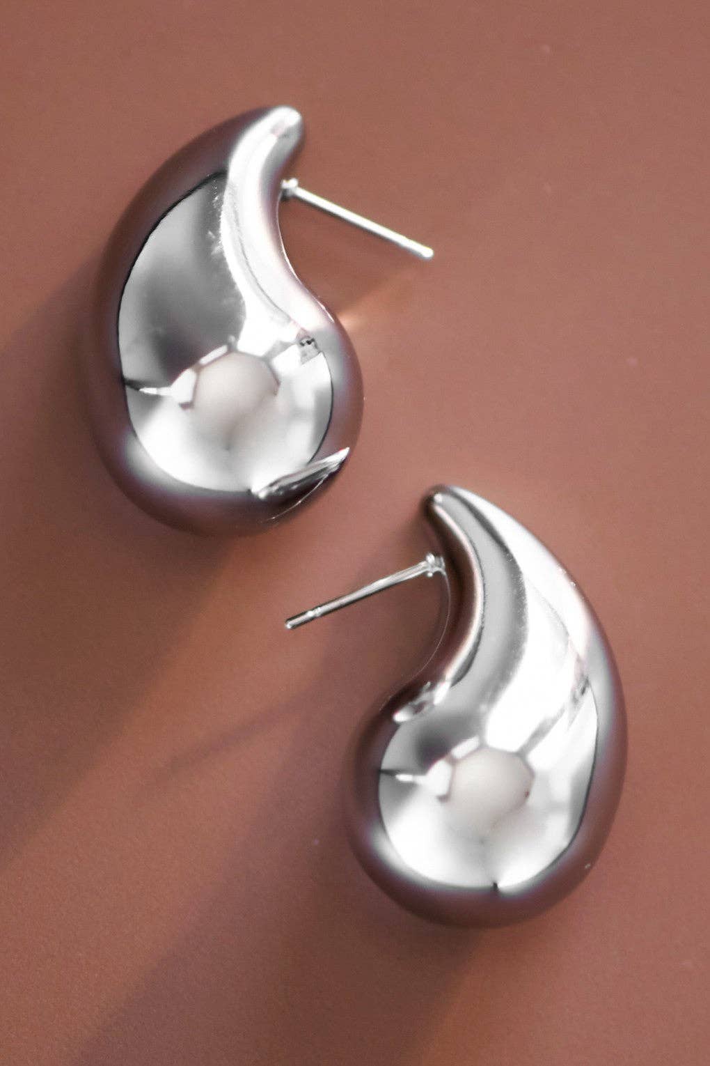 Silver Teardrop Stud Earrings -