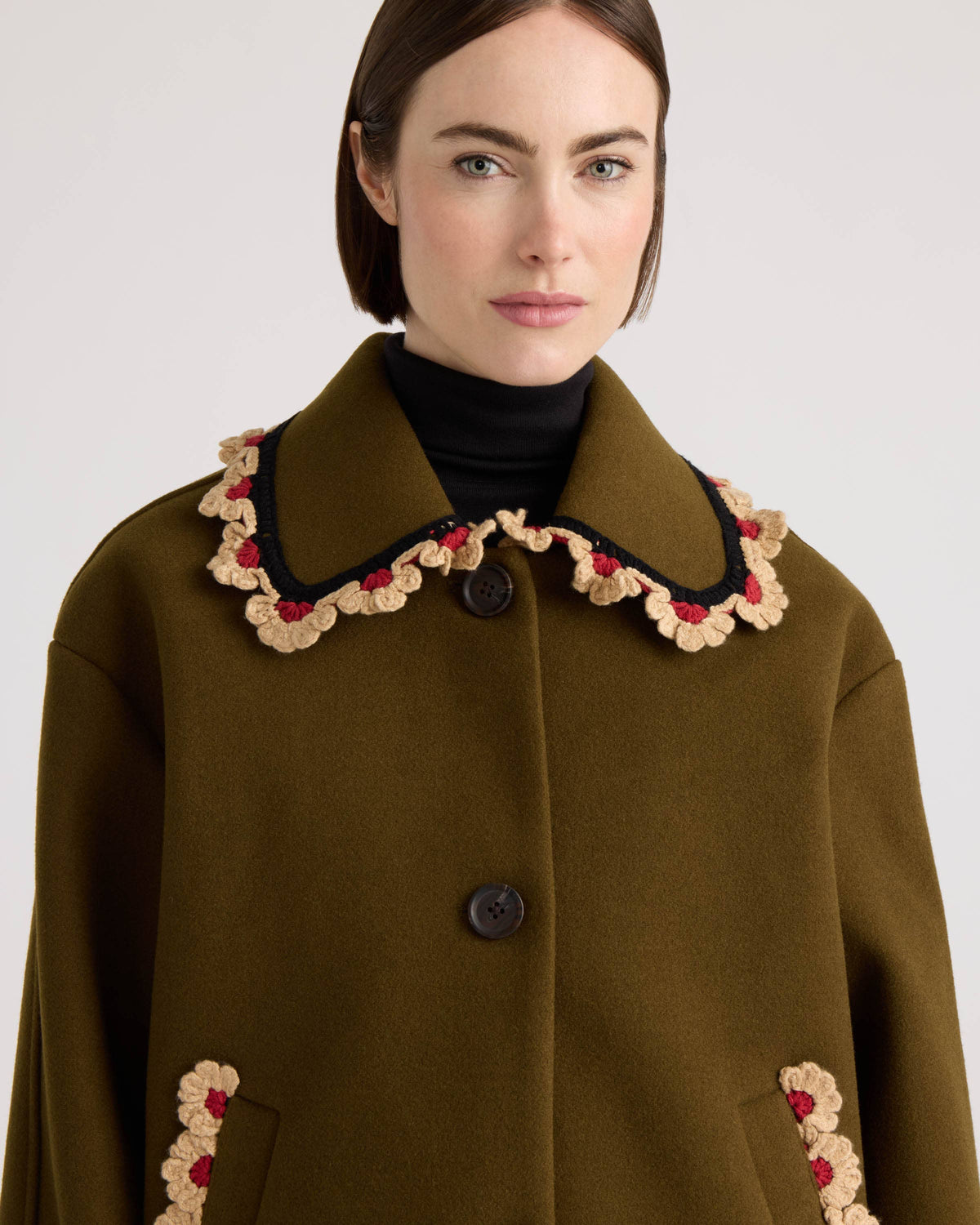 Matilda Crochet Trim Coat
