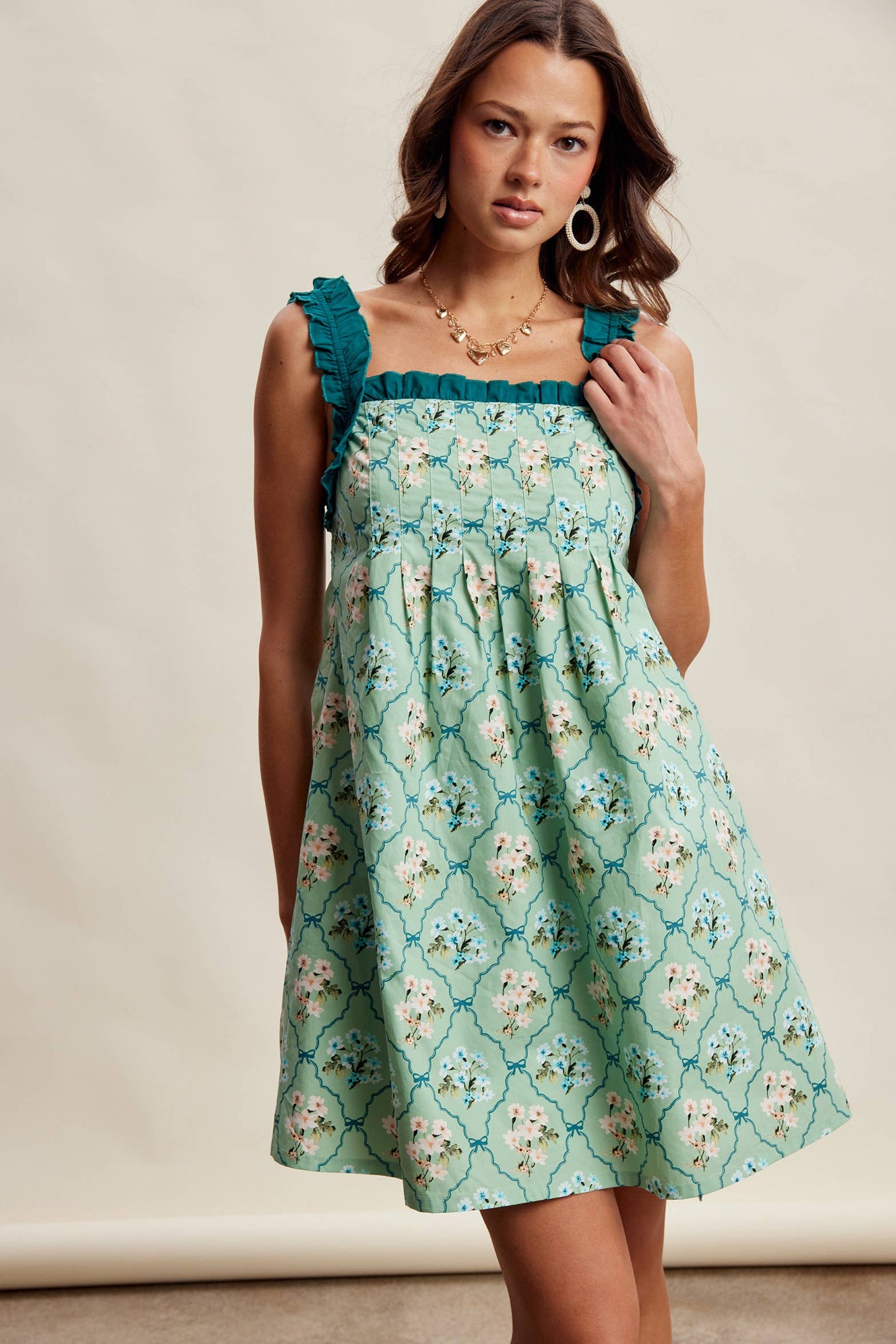 Mika Floral Ruffle Strap Mini Dress