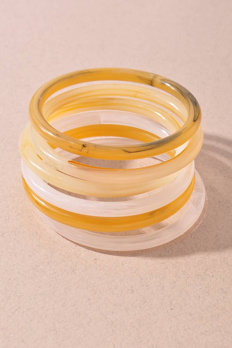 Marbled & Solid Resin Stackable Bangle Bracelet Set
