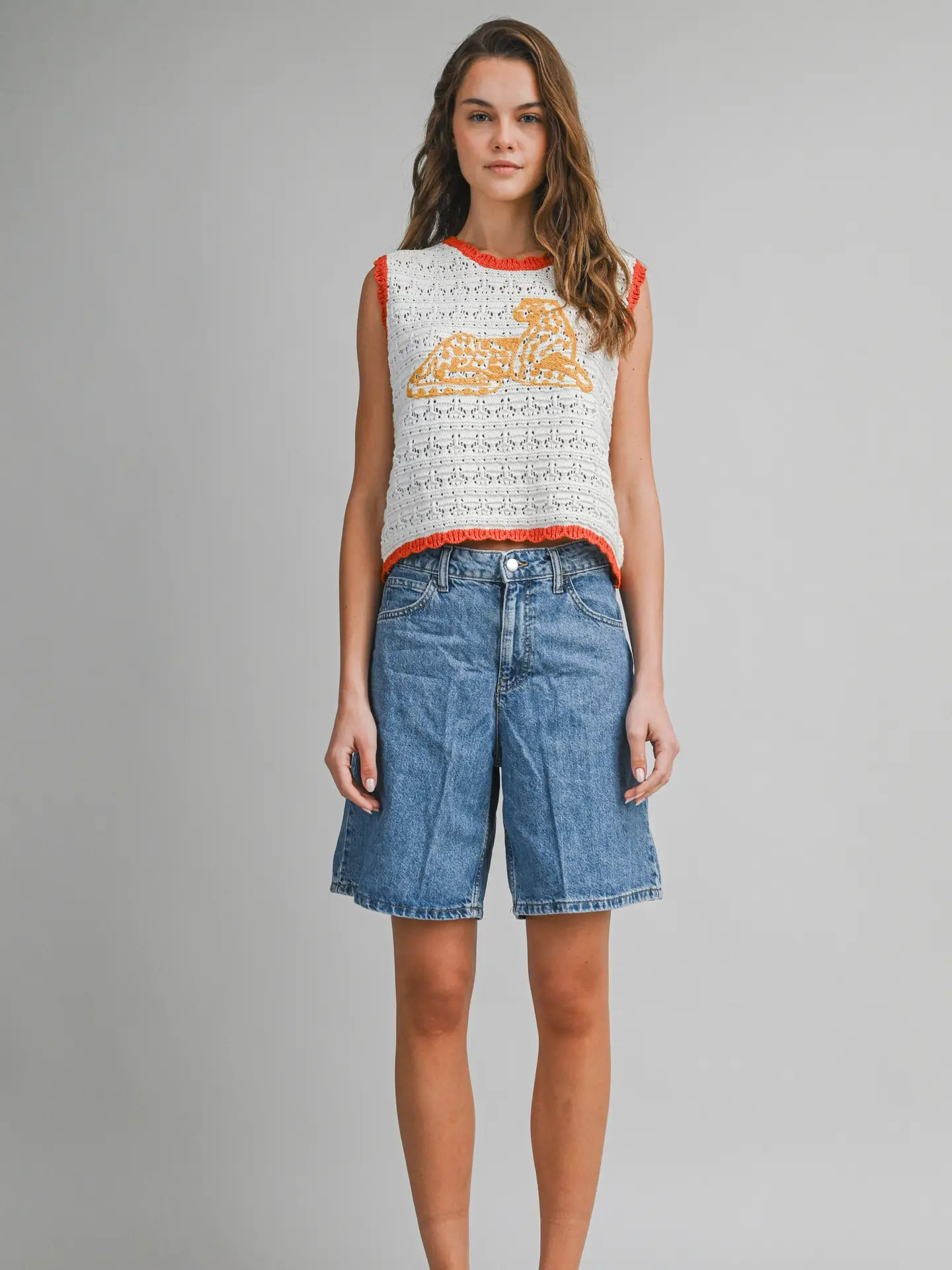 St. Martin Leopard Crochet Top