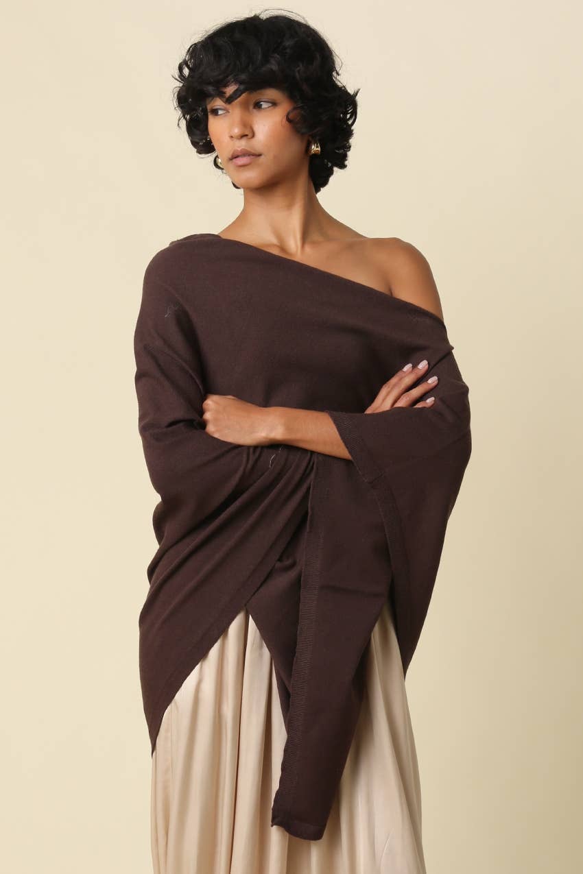 Claire Asymmetrical Knit Poncho