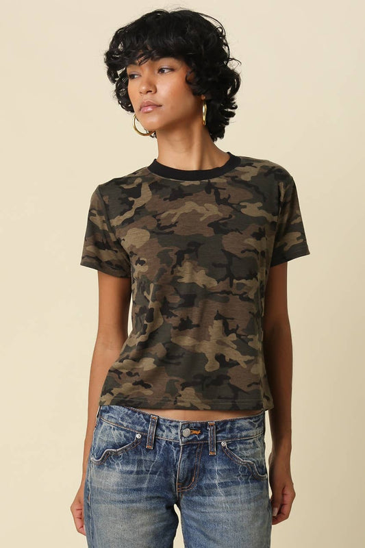 Lina Camo Print Crew Neck Tee