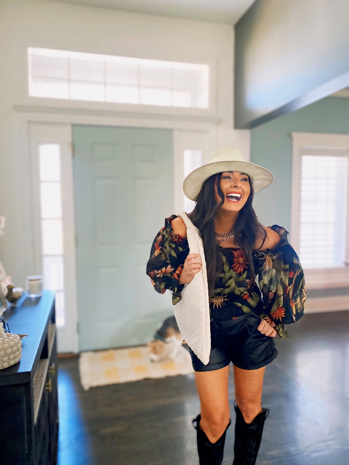 Downton Black Floral Off The Shoulder Top