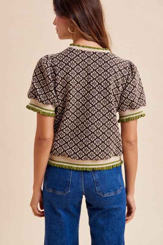 Macon Floral Jacquard Knit Top